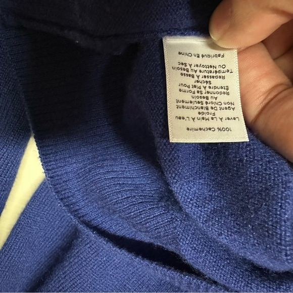 Talbots Pure Cashmere Womens Navy Blue 3/4 Sleeve Sweater Sz. SP - Picture 9 of 9